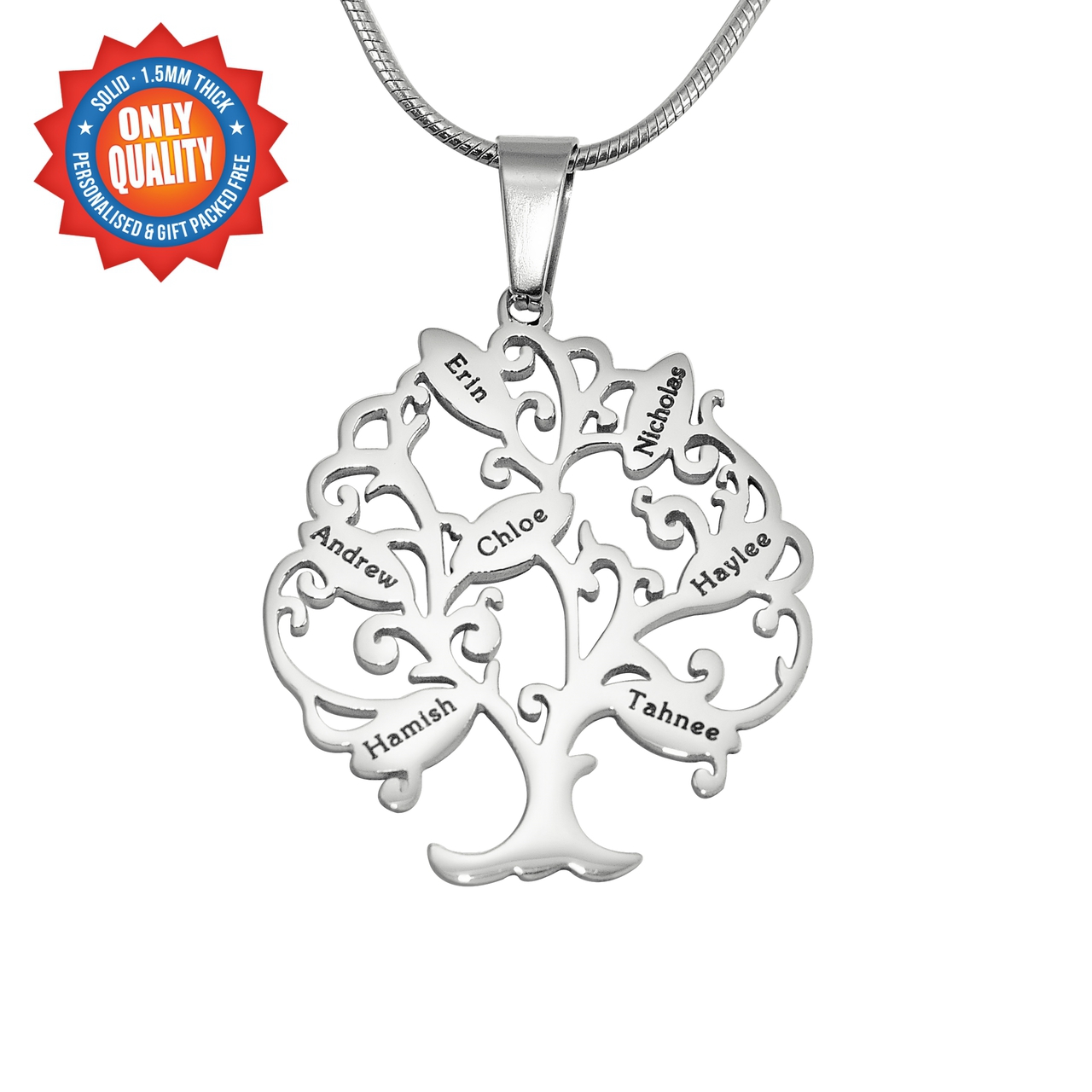 Tree of My Life Necklace 7 - Silver - The Handmade &trade;