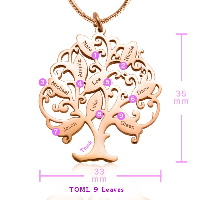 Tree of My Life Necklace 9 - Rose Gold - The Handmade &trade;