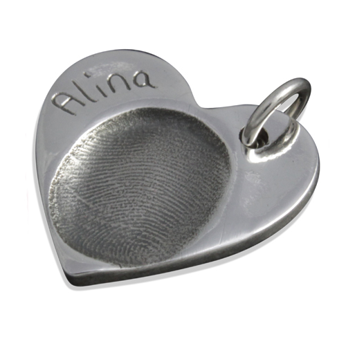 Silver FingerPrint Heart Pendant - The Handmade &trade;