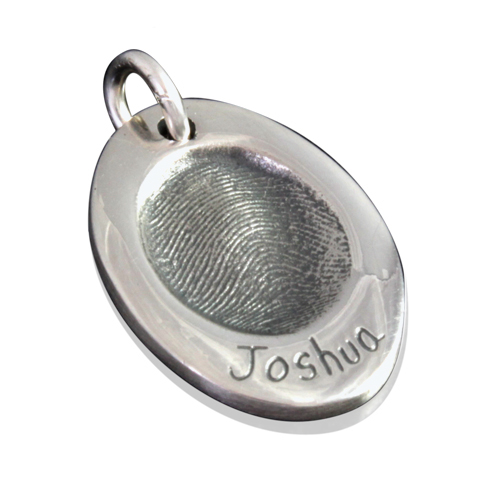 Silver FingerPrint Oval Pendant - The Handmade &trade;