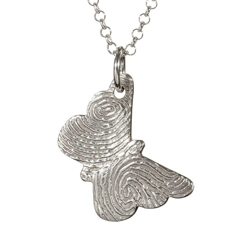 Silver FingerPrint Butterfly Pendant - The Handmade &trade;
