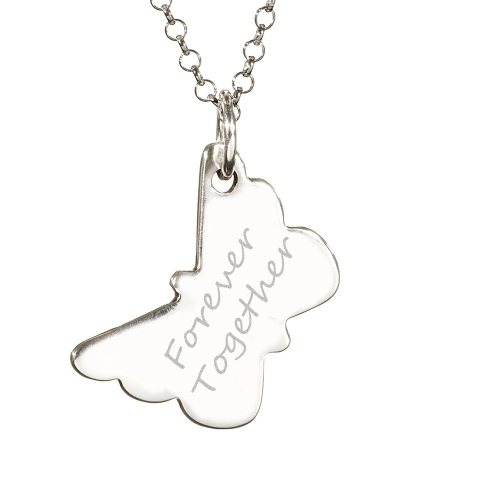 Silver FingerPrint Butterfly Pendant - The Handmade &trade;