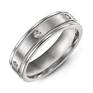 Brushed Milgrain Men's Ring with Gemstone Accents - The Handmade &trade;