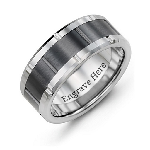 Men's Grooved Bicolour Tungsten Ring - The Handmade &trade;