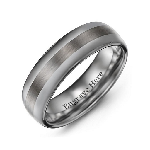 Men's Polished Brushed Centre Tungsten Ring - The Handmade &trade;