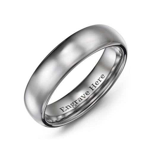 Men's Polished Tungsten Dome 6mm Ring - The Handmade &trade;