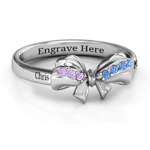 Silver Fancy Stone Set Bow Ring - The Handmade &trade;