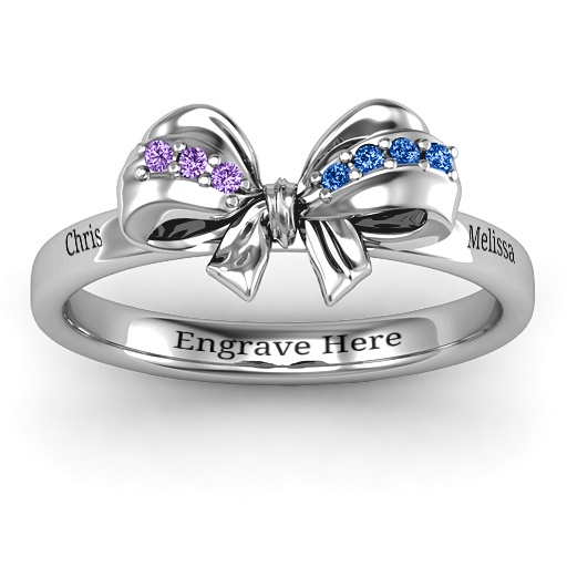 Silver Fancy Stone Set Bow Ring - The Handmade &trade;