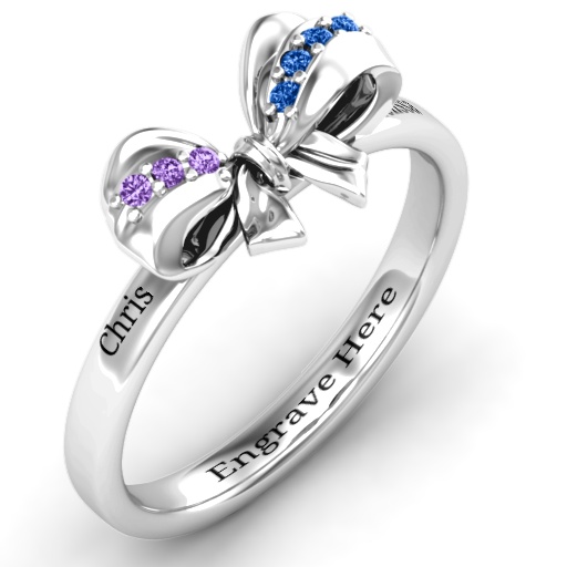 Silver Fancy Stone Set Bow Ring - The Handmade &trade;