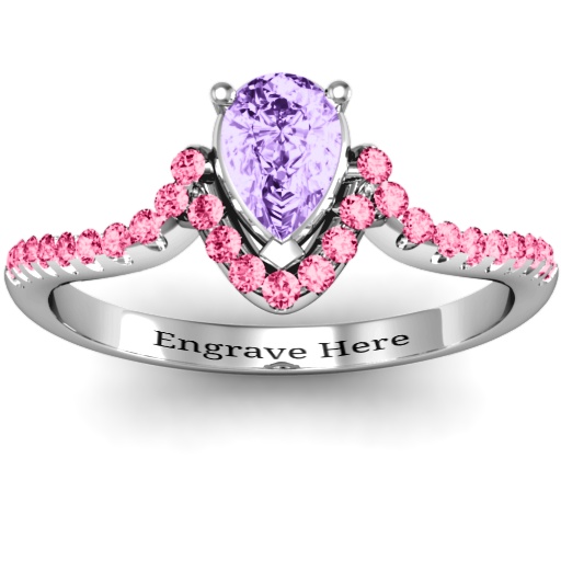 Silver Pear in Accent Groove Ring - The Handmade &trade;