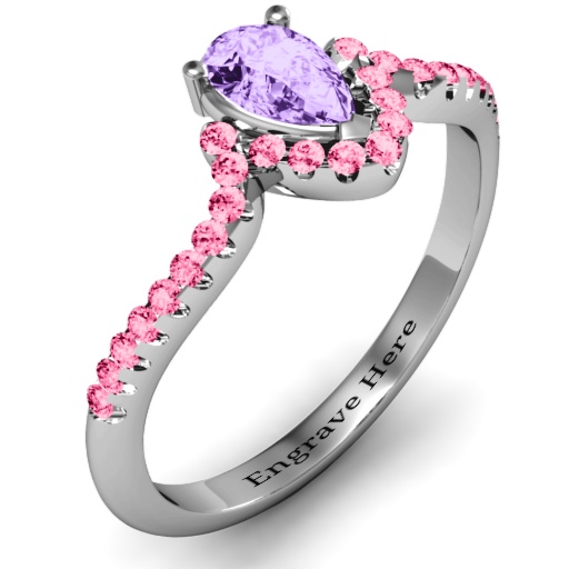 Silver Pear in Accent Groove Ring - The Handmade &trade;