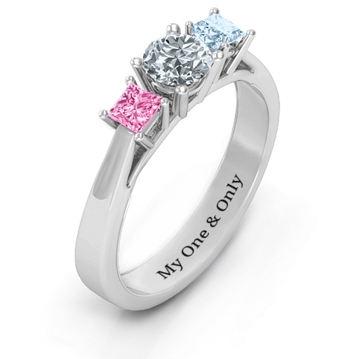 Three Stone Eternity with Princess Accents Ring - The Handmade &trade;