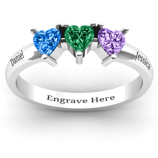 Triple Heart Stone Ring - The Handmade &trade;