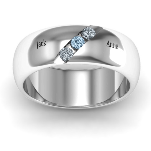 Triple Stone Grooved Men's Ring - The Handmade &trade;