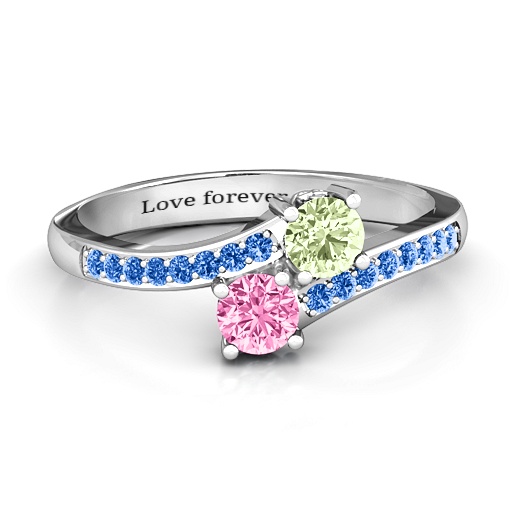Two Stone Ring With Sparkling Accents And Filigree Settings - The Handmade &trade;