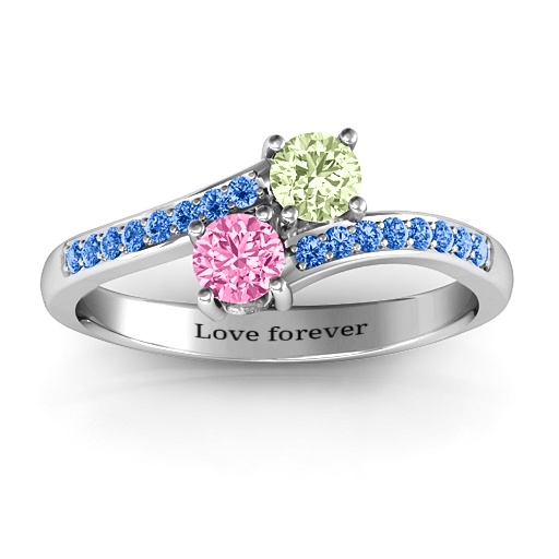 Two Stone Ring With Sparkling Accents And Filigree Settings - The Handmade &trade;