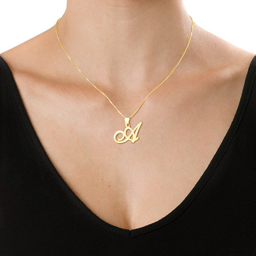 Gold or Initials Pendant With Any Letter - The Handmade &trade;
