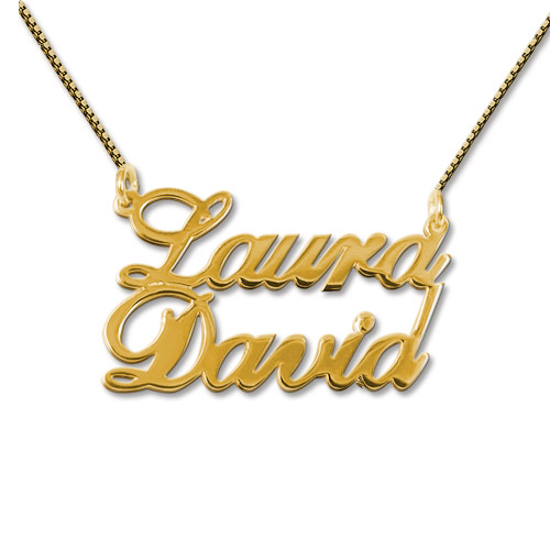Gold or Silver Two Names Pendant Necklace - The Handmade &trade;