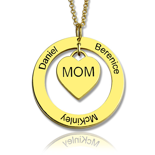 Family Names Necklace For Mom Gold Plating - The Handmade &trade;