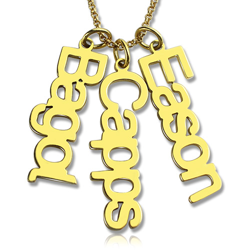 Customised Vertical Multiable Names Necklace Gold - The Handmade &trade;