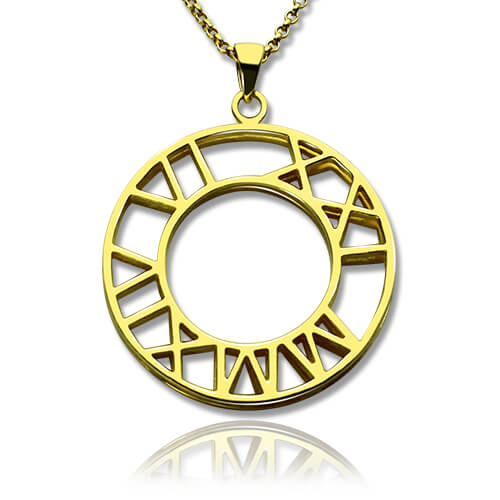 Double Circle Roman Numeral Necklace Clock Design - The Handmade &trade;