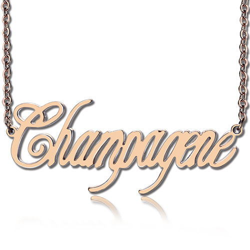 Rose Gold Champagne Font Name Necklace - The Handmade &trade;