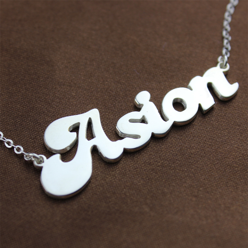 White Gold BANANA Font Style Name Necklace - The Handmade &trade;