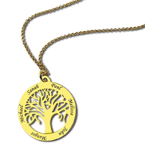 Tree of Life Jewellery Family Name Necklace in Gold - The Handmade &trade;