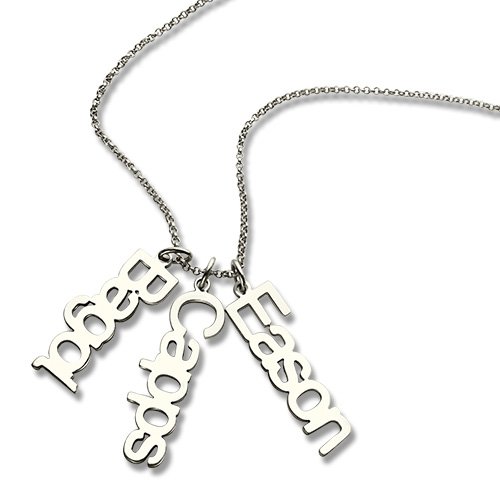 Customised Vertical Multi Names Necklace Silver - The Handmade &trade;