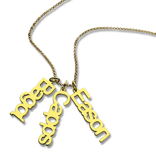 Customised Vertical Multiable Names Necklace Gold - The Handmade &trade;