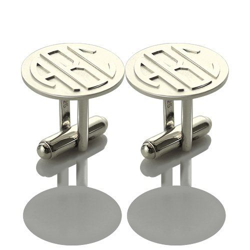 Personalised Mens Cufflinks Block Monogram Silver - The Handmade &trade;