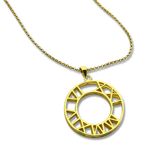 Double Circle Roman Numeral Necklace Clock Design - The Handmade &trade;