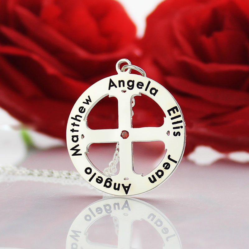 Family Circle Cross Name Necklace Silver - The Handmade &trade;