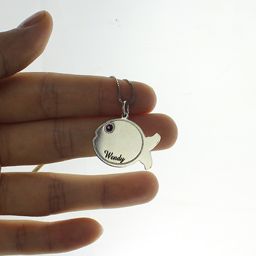 Fish Necklace Engraved Name Silver - The Handmade &trade;