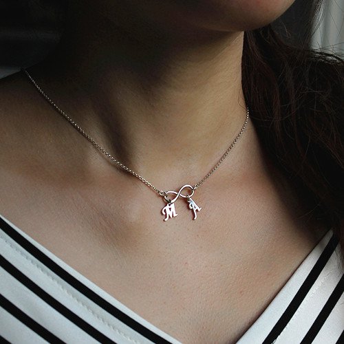 Infinity Necklace Double Initials Silver - The Handmade &trade;
