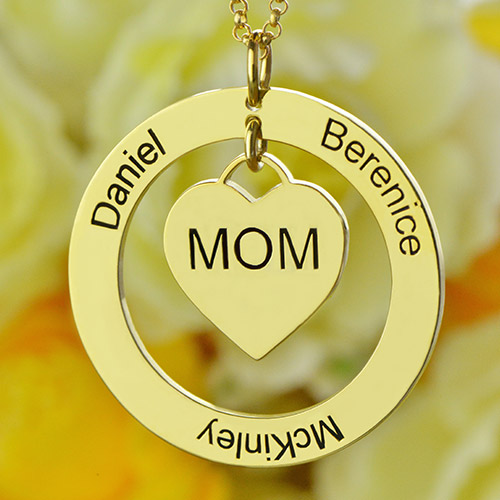 Family Names Necklace For Mom Gold Plating - The Handmade &trade;