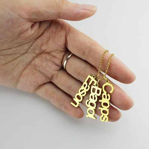 Customised Vertical Multiable Names Necklace Gold - The Handmade &trade;