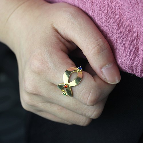 Gold Engraved Infinity Birthstone Ring - The Handmade &trade;