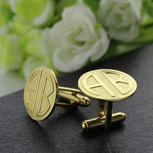 Cufflinks for Men with Block Monogram Gold - The Handmade &trade;