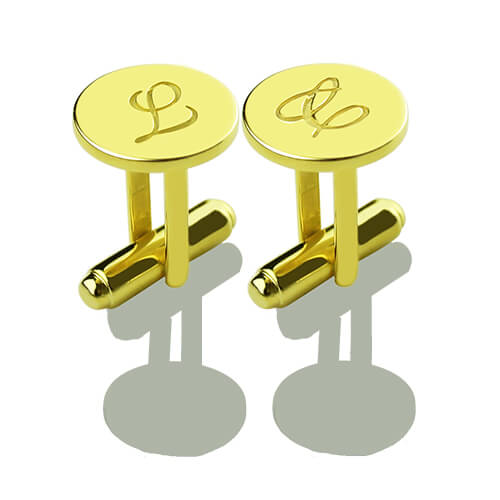 Script Initial Cufflinks for Men Gold - The Handmade &trade;