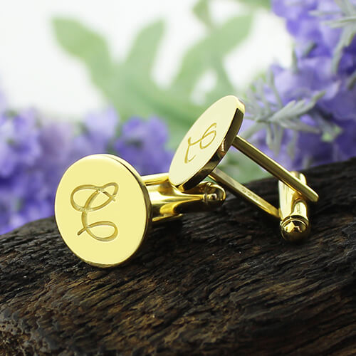 Script Initial Cufflinks for Men Gold - The Handmade &trade;