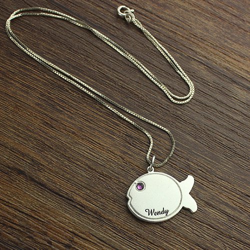 Fish Necklace Engraved Name Silver - The Handmade &trade;