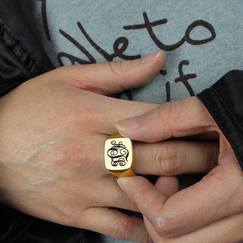 Gold Monogram Signet Ring - The Handmade &trade;