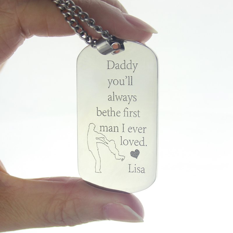 Father's Love Dog Tag Name Necklace - The Handmade &trade;