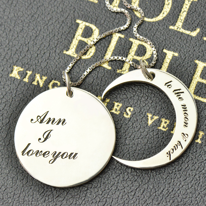 I Love You to the Moon and Back Love Necklace Silver - The Handmade &trade;