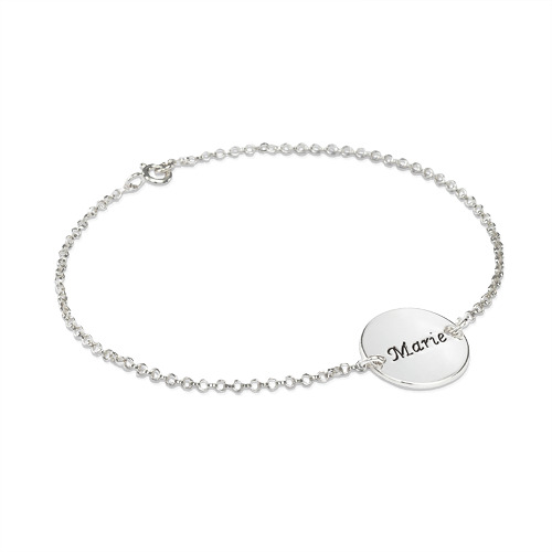 Engraved Disc Bracelet In Silver - The Handmade &trade;