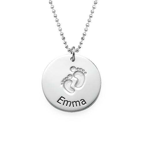 Engraved Silver Baby Steps Necklace - The Handmade &trade;