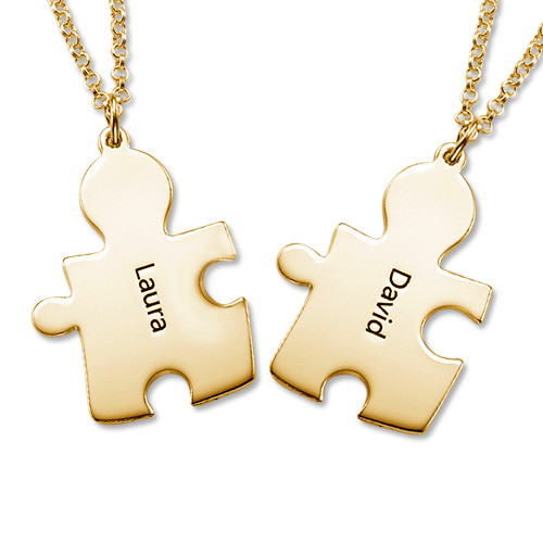 Gold Couple s Puzzle Necklace - The Handmade &trade;