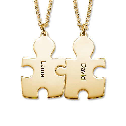 Gold Couple s Puzzle Necklace - The Handmade &trade;