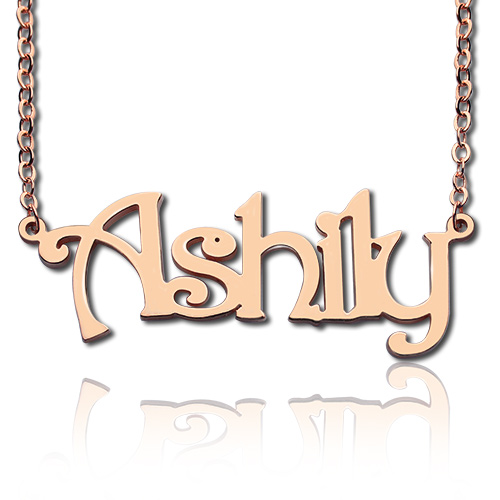 Rose Gold Harrington Font Name Necklace - The Handmade &trade;